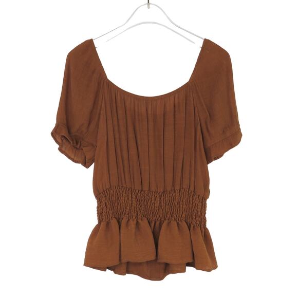 Women's Brown Button-Up Blouse - Picture 3 of 6